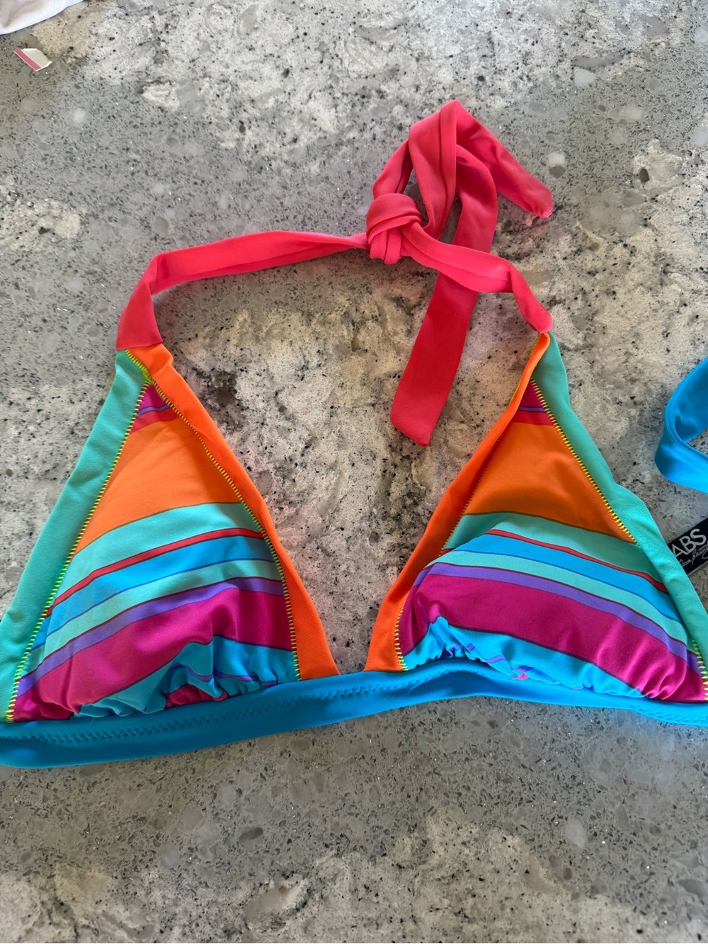 NWOT Macy’s Colorful Stripe Triangle Bikini Top